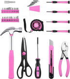 DOWELL 40 Pieces Home Tool Set Pink, General Household Hand Tool Kit with Plastic Toolbox Storage Case, Mini Repair Tool kit for Women, College Students, Home Use & More