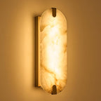 ZEROUNO Alabaster Wall Sconces, 14.2 inch Natural Marble Wall lamp,Dimmable Alabaster Wall Light Fixtures for Stairs Bathroom Living Room Bedroom or Vanity,Hallway（Brushed Bronze