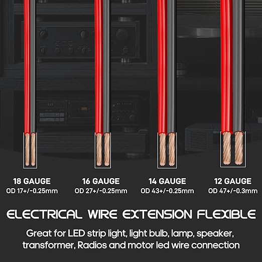 16 Gauge Wire, 16 AWG Electrical Wire Cable, 2 Conductors Red Black Wire, Copper Clad Aluminum(CCA) Flexible PVC Extension Cord for Speaker, Hookup LED Strips, Automotive 12V/24V DC (100FT)