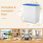 Zynkez Portable Washing Machine, 20Lbs Compact Twin Tub Laundry Washer with Built-in Drain Pump, Semi-Automatic 12Lbs Washer and 8Lbs Spinner Combo for Apartments, Dorms, RVs