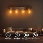 4-Light Bathroom Vanity Light Fixtures, Modern Bathroom Light Fixture with Clear Glass Brushed Nickel Finish Vanity Lights Over Mirror for Kitchen Bedroom Living Room