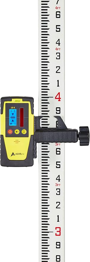 AdirPro 25-Foot Fiberglass Grade Rod – 10ths, 6-Section Telescoping Rectangular Leveling Rod – Non Glare and Corrosion Resistant – Heavy Duty Carrying Case Included