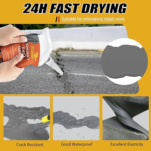 Concrete Crack Filler and Sealant,3Pack Quick Drying Cement Crack Filler Waterproof Repair Sealant, Weather Resistant Concrete Sealer Outdoor Caulking Glue for Cement-Based Driveway, Sidewalk(Grey)