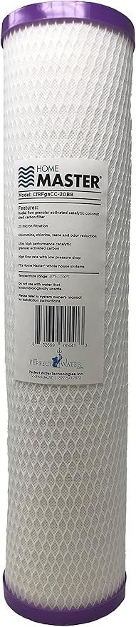 Home Master Whole House 4-Layer Sediment 25 Down to 1 Micron, Radial Flow Catalytic Carbon, 2 orings & Grease, 20gpm, Replacement Filter Set CsetBB2SmgRFCC 20x4.5