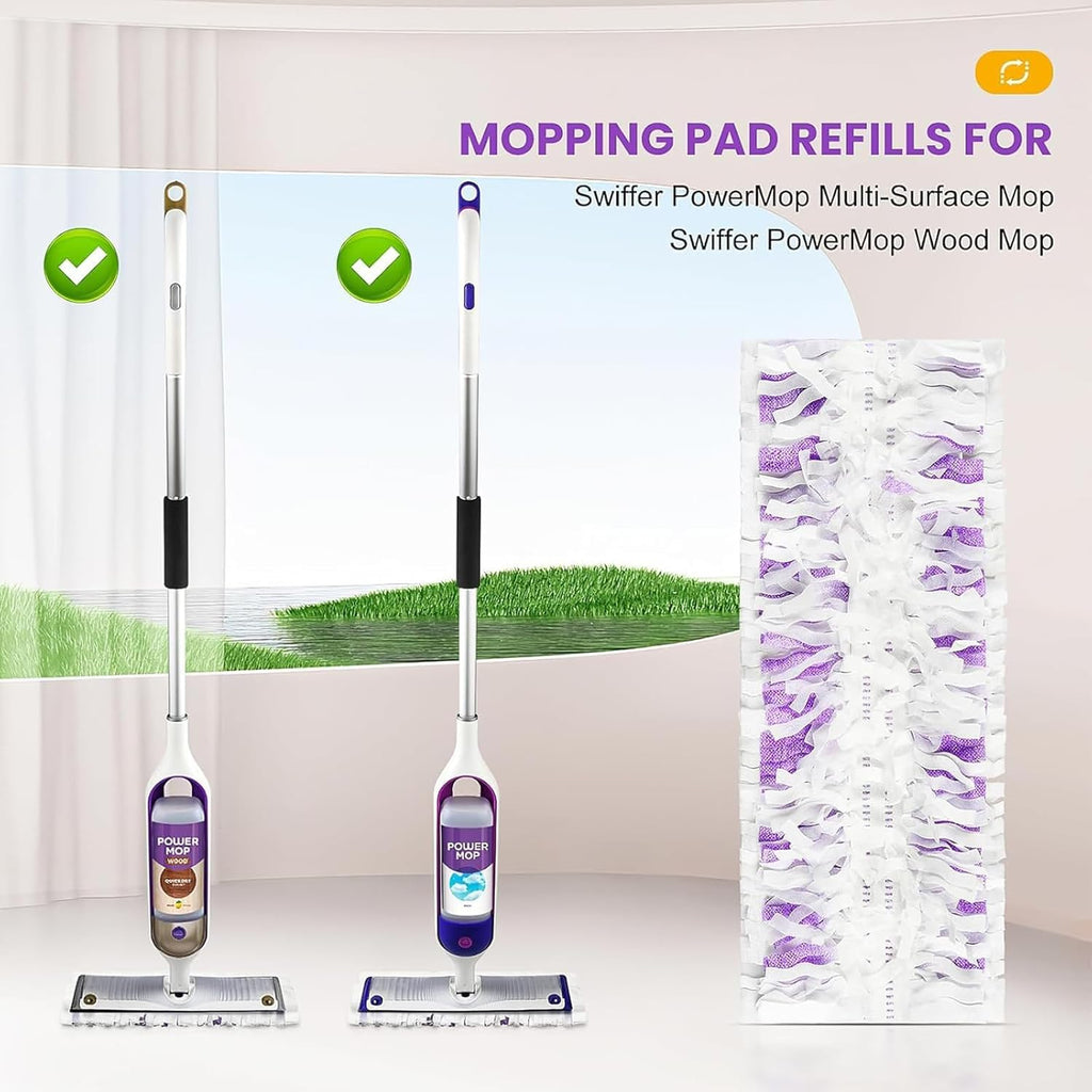 15 Pack Power Mop Refills Compatible with Swiffer PowerMop Multi-Surface Floor Mop and Swiffer PowerMop Wood Mop, Replacement Power Mop Pads