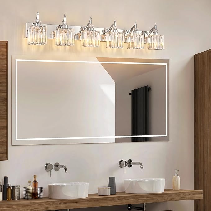 6 Light Bathroom Vanity Light Modern Chrome Vanity Light Fixtures Bathroom Light Fixtures Over Mirror Crystal Vanity Lighting Fixtures