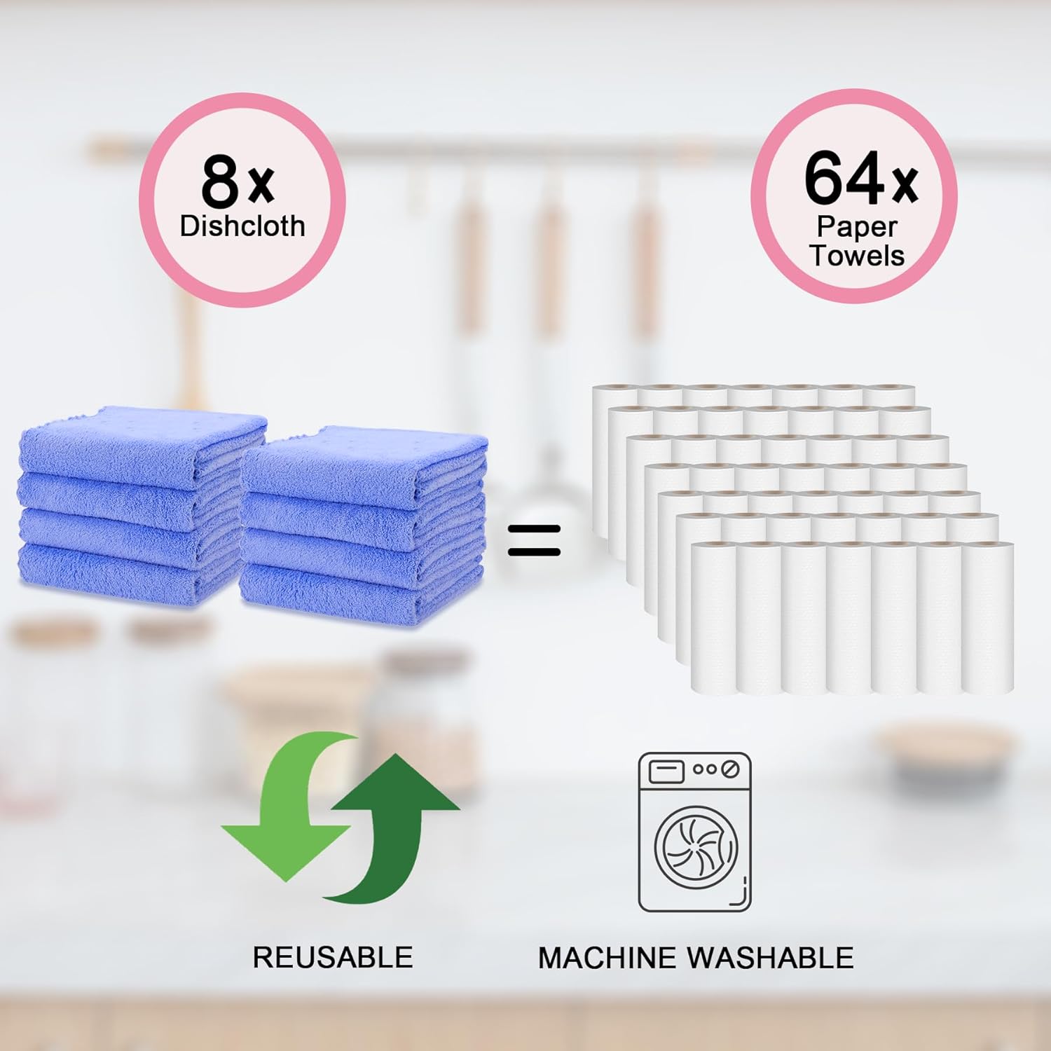 kimteny Kitchen Cloth Dish Towels, 13x28 Inches Premium Dishcloths, Super Absorbent Coral Velvet Microfiber Cleaning Cloths, Fast Drying Rags for Washing Dishes (13x28-8 Pack, Blue)