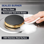 ROBAM 36" Gas Cooktop G515 with 5 Made in Italy Power Brass Burners, Built-in NG/LPG Convertible Gas Stove, Tri-Ring 20,000 BTUs Center Burner with Flame Failure Protection