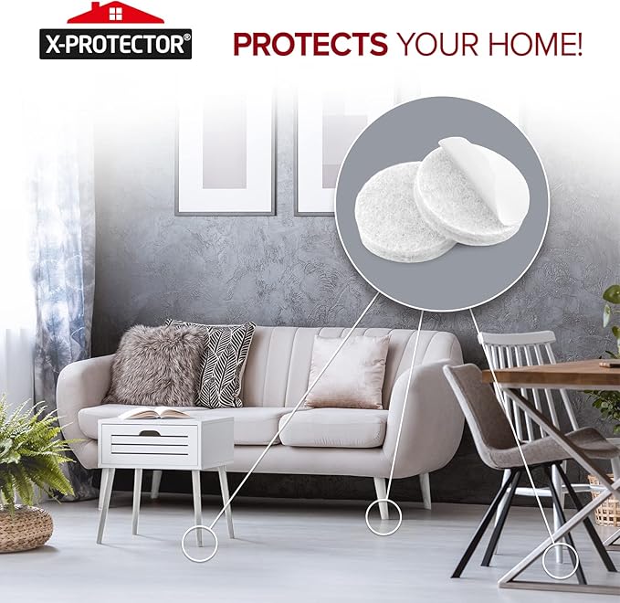 357 pcs White Felt Furniture Pads X-Protector! Huge Quantity of Furniture Pads for Hardwood Floors with Many Big Sizes – Your Ideal Wood Floor Protectors for Furniture. Protect Any Type of Hard Floor!