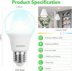 BUBO A19 LED Light Bulbs, 60 Watt Equivalent LED Bulbs, Daylight 5000K, 800 Lumens, E26 Standard Base, Non-Dimmable, 8W Daylight LED Bulbs for Bedroom Living Room Home Office, 3 Pack