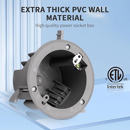50 PK Round Old Work Electrical Box, 18 Cubic Inch Round Ceiling Electrical Box for Old Work, PVC, ETL Listed to UL514C and UL263, Fire Rated for Two Hours