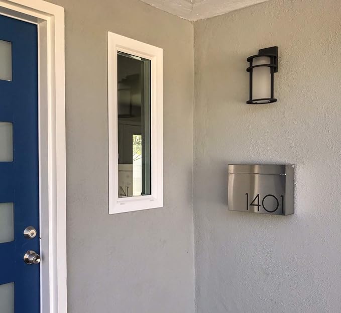 Vsons Modern Design Mailbox, Wall-Mount Mailbox Vsons Design Mitch SE (Brushed Stainless Steel with Engraved Numbers)