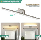 Brushed Nickel Vanity Light 31.5", 24W LED Dimmable Bathroom Light Bar with Adjustable Angle & 5CCT – Modern Long Wall Fixture for Bathroom, Powder Room, Bedroom, Apartment, Hotel