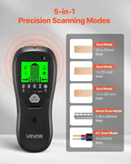 VEVOR Stud Finder Wall Scanner, 5 in 1, Electronic Wall Stud Detector with Smart Sensor, High-Definition LCD Display and Audio Alarm, for the Center and Edge of Metal, AC Wire, Joists, Pipes, Black