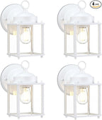 GRUENLICH Outdoor Wall Sconce, Exterior Wall Lighting Fixtures with Clear Glass, Front Porch Lighting, Outdoor Lights for Patio, Doorway, White, 4 Pack