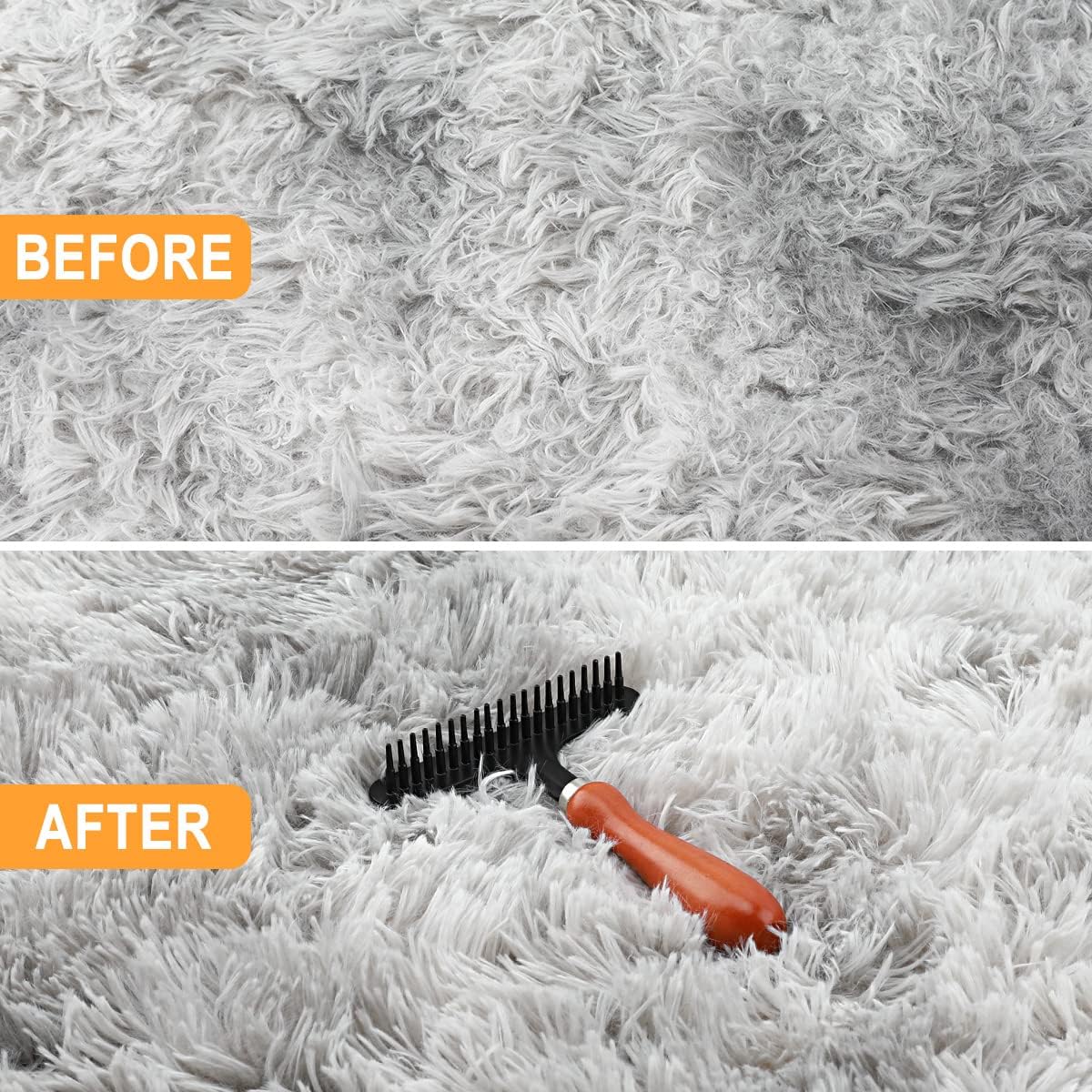 Hand Held Carpet Rake, Making Carpets Fluffy Again, Clean Hair, Let Carpet Restore Softness (Iron, Black)