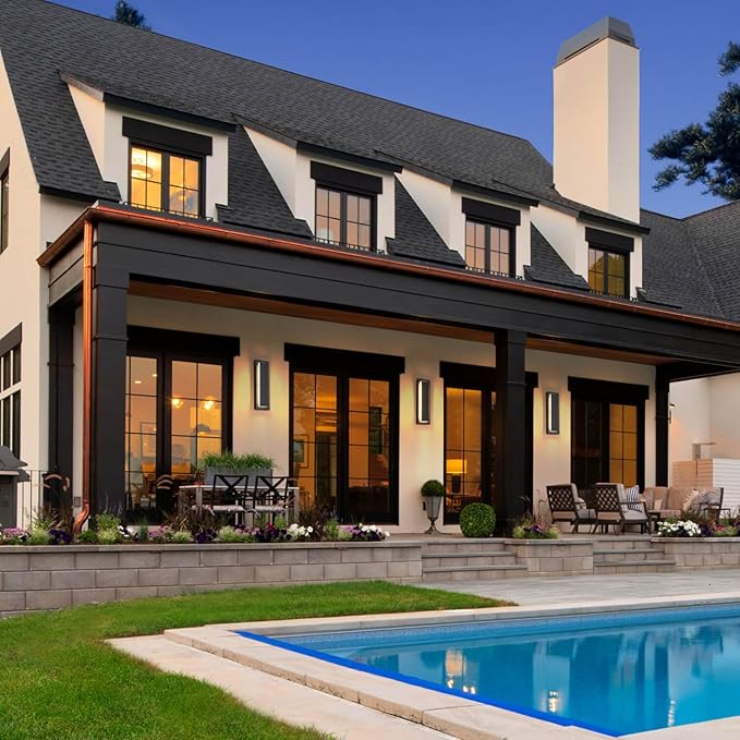 tewei 15.7 Inch Modern Outdoor Wall Sconce, Long Black LED Exterior Lighting Fixtures, Modern Large Outdoor Front Porch Lights Outside Wall Mount Lights for House, Warm White 3000K, 1 Pack