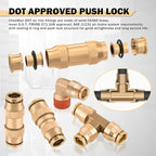 CheeMuii 156 PCS Brass DOT Air Line Fittings with 4 Roll 100FT 1/8" 1/4" 3/8" 1/2" DOT Air Lines Kit Push Lock Air Fitting Quick Connect Air Fittings with Air Hose Pneumatic Tubing