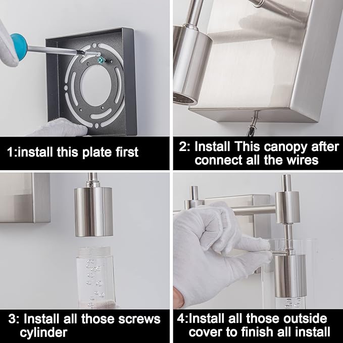 LED Vanity Lights - 24" Modern Bathroom Light Fixtures, 3-Light Brushed Nickel Vanity Light with Crystal Bubble & Clear Glass Shade, 24W Bathroom Lighting Fixtures Over Mirror