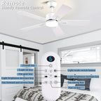 42 inch Modern White Ceiling Fans with Lights APP/Remote Control, Low Profile Reversible 6 Speeds Ceiling Fan Light for Indoor/Outdoor Patio Bedroom Living Room