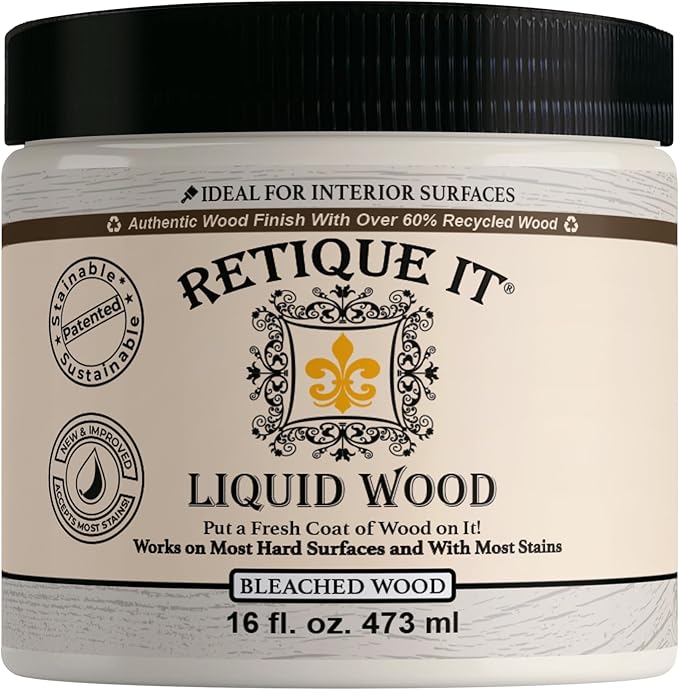Retique It New and Improved Formula Liquid Wood Coatings - Stainable Primer - Paint It Then Stain it (Bleached Wood, Medium)
