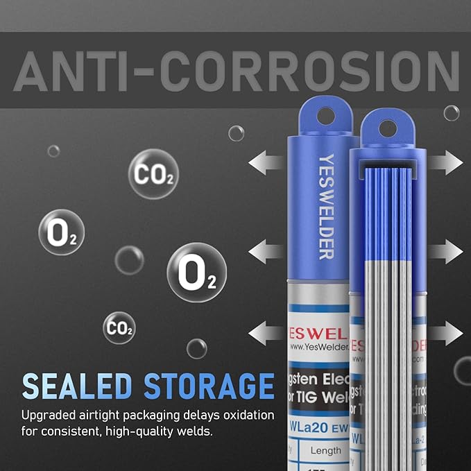 YESWELDER TIG Welding Tungsten Electrode 2% Lanthanated 5pk .040" & 5pk 1/16" by 7" Assorted-size (Blue, WL20/EWLa-2)