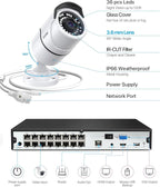 ZOSI 4K 16CH PoE Home Security Cameras System with 4TB Hard Drive,H.265 8MP 16 Channel CCTV NVR,12pcs 5MP Outdoor PoE IP Cameras,120ft Night Vision,Motion Detection,Remote Access,for 24/7 Recording