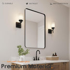 Wall Light Fixtures Matte Black Bathroom Vanity Lights Over Mirror with White Frosted Glass, Wall Lamps for Hallway Washroom Porch Entrance T001MB-L1