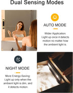 Under Cabinet Lights, Wireless Motion Sensor Light Indoor, Black 10in LED warm Lighting Rechargeable Battery Operated,4 Modes Night Light, Stick-On Magnetic Closet Lights for Kitchen, Hallway(2 Pack)