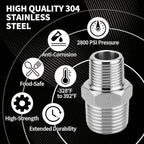 4 Pack 1/2 to 3/8 Reducer Faucet Adapter 304 Pipe Fitting 3/8 Male to 1/2 Male Supply Line Adapter for RV Kitchen Plumbing Water Hose Pipe Connector with Rubber Washer