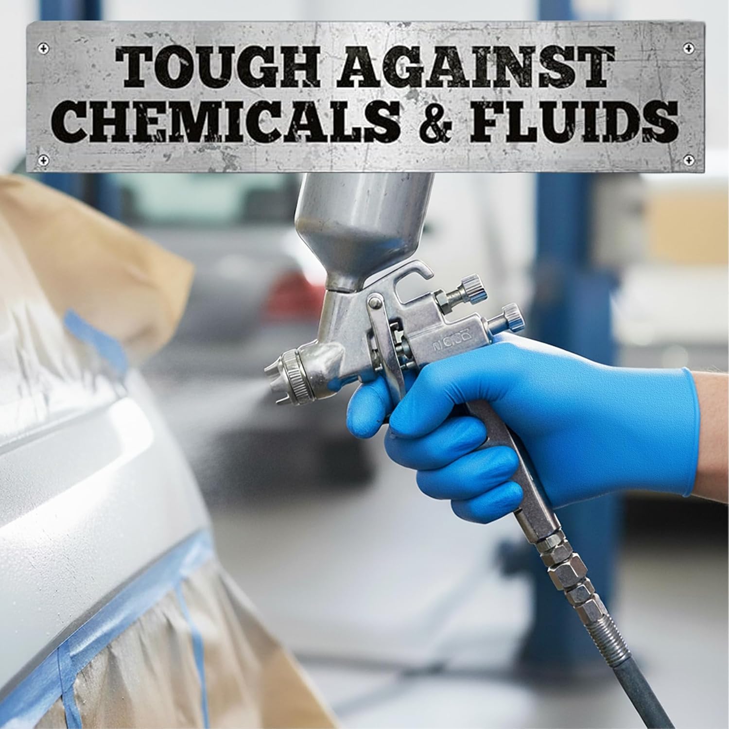 TitanFlex Heavy-Duty Blue Nitrile Gloves, 6-mil, Fully Textured, Mechanic Disposable Gloves, Powder-Free, Latex-Free