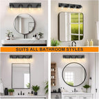 IZORRO Bathroom Vanity Light Fixture, 4-Light 27.5 Inch Matte Black Bathroom Light Fixtures Over Mirror, with Clear Glass Shade, Modern Farmhouse Vanity Lights, Rustic Restroom Lighting Fixtures