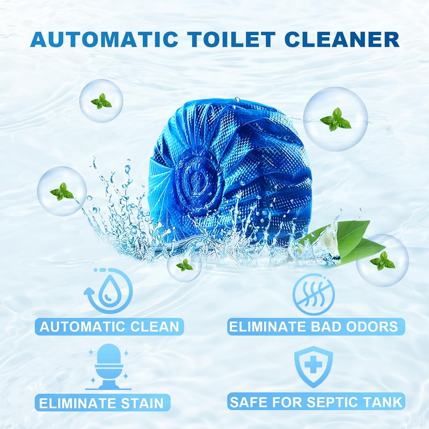 Toilet Bowl Cleaners,100 Pack Blue Toilet Bowl Tablets with Fresh Scent, Household Toilet Cleaner Continuous Cleaning, Prevent Various Stains & Odors Build Up - Septic Friendly