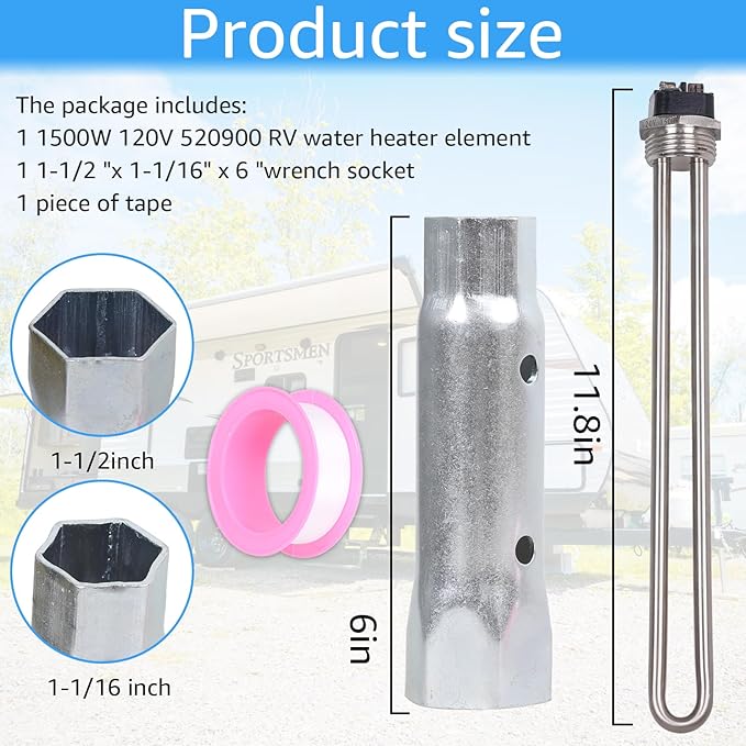 520900 232794 520789 RV Water Heater Element 1440W 120V Screw-in, Compatible with Atwood Suburban GC6AA GC10A GCH6A SW Series(1Set)