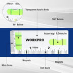 WORKPRO Small Level, 3 Inch Mini Level Tool, Magnetic Level with 2 Different Bubbles 90°/180°, Shatterproof Cross Check Bubble Level, Pocket Level for Picture Hanging Tool