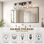 mavcadonf Bathroom Vanity Light Fixtures Over Mirror, 4 Lights Modern Bathroom Wall Lamp for Mirror Kitchen Living Room Hallway Cabinet Porch, Farmhouse Wall Lights with Cage Shade, Matte Black