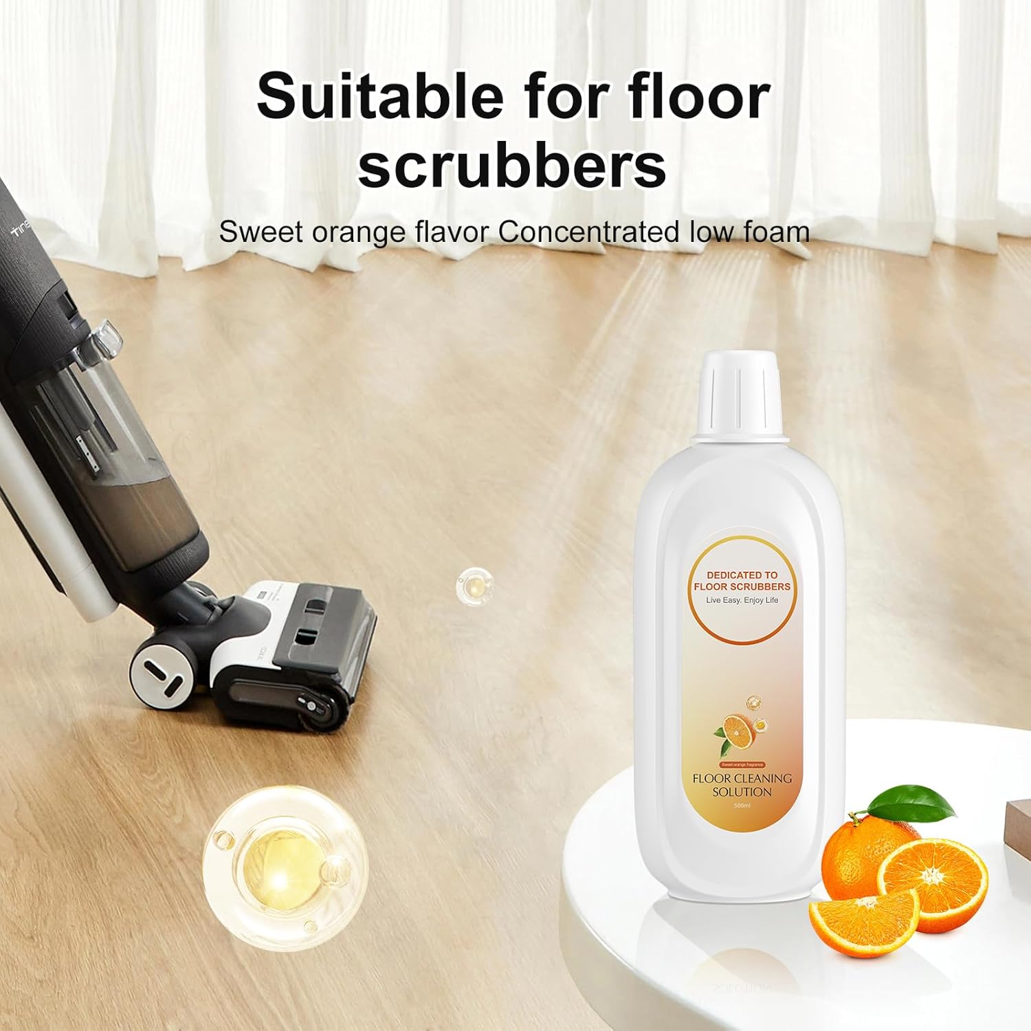 Floor Cleaning Solution Compatible With Tineco, Deep Cleans for Multiple Hard Floors, Suitable With All Robot Vacuums with Mopping and Cordless Wet/Dry Vacuum Mop (Sweet Orange 1 Bottle)