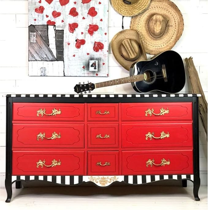 Dixie Belle Paint Company Chalk Finish Furniture Paint - Honky Tonk Red (32oz) - Matte True Red Chic Chalk Mineral DIY Furniture Paint