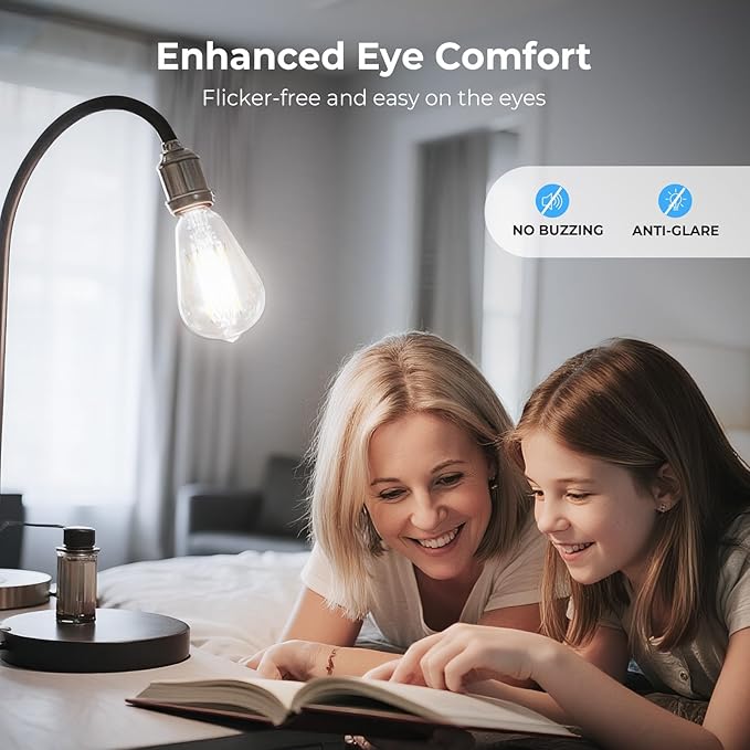 Dimmable LED Edison Bulbs, 4000K Daylight White, 6W Equivalent to 60 watt E26 LED Bulb, ST58 Vintage Light Bulbs, 600LM, 90+ CRI, E26 Base, Clear Glass, 18 Pack