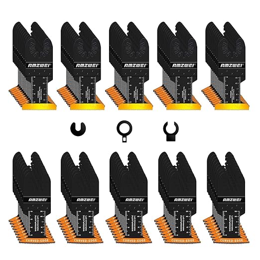 100PCS Oscillating Tool Blades, Titanium & HCS Oscillating Saw Blades for Metal/Wood/Plastic Cutting, Curved Edge Multi Tool Blades Fit for Dewalt, Milwaukee, Dremel, Ryobi, Rockwell