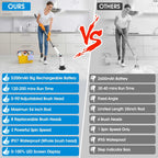 Electric Spin Scrubber, Shower Scrubber with Long Handle & 3 Speeds, 5200mAh Rechargeable Cordless Power Scrubber, Retractable & Adjustable Angle Spin Brush for Cleaning Bathroom/Tub/Floor/Tile