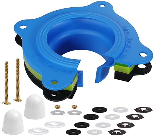 Toilet Flange Repair Kit, Universal Toilet Seal Parts for Wax Seal, Rubber Gasket Ring, Wax-Free Toilet Bowl Replacement kit Include Premium Nuts, Washers, 3.26Inch Bolts, Bolt Caps