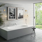 KCO Lighting Modern Plug in Wall Sconce Set of 2 Gold Glass Globe Bathroom Wall Sconce Mid Century Adjustable Wall Lamp Plug in for Corridor Bedroom Entryway (Amber & 2-Pack)