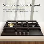 FOTILE GLG30401-Y 30” Moonshadow Tempered Glass 4 Gas Cooktop, Tri-Ring 18,000 BTUs Center Burner with Flame Failure Protection Removable Grates and Installation/LP Kit