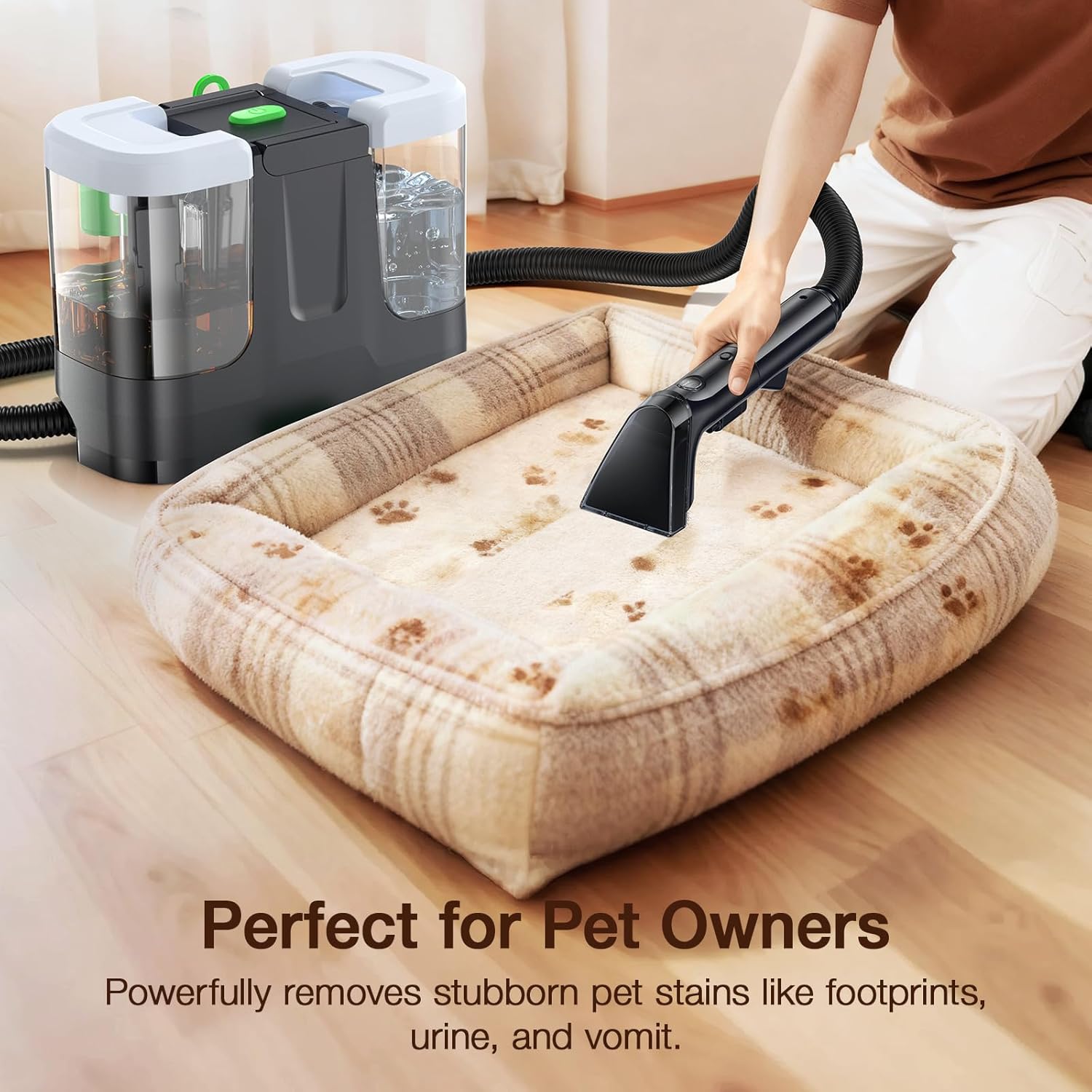 LABIGO Portable Carpet & Upholstery Cleaner, 18Kpa Carpet Cleaner Machine for Deep Stain Removal, Spot Cleaner for Pet Accidents, Area Rugs, Stairs, Car Seats & Couches, Includes Tools & Self-Cleaning