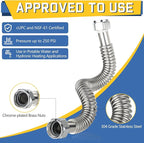 50-Pack GUOFIS Corrugated Flexible Stainless Steel Water Heater Connector,3/4" FIP x 3/4" FIP Hose for Water Heater/Water Softener(24-Inch)(HOSE040-50Pack)