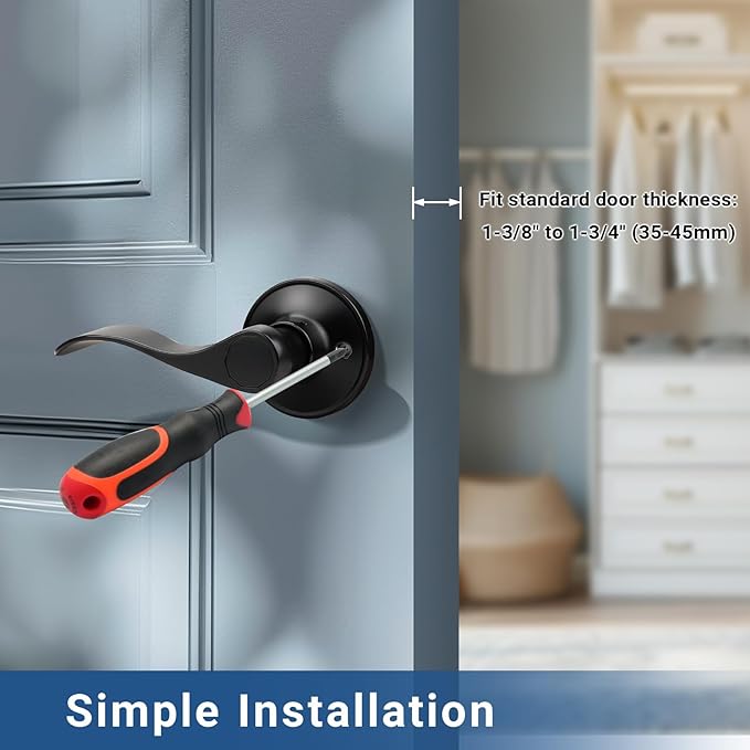 Knobonly 1 Pack Single Side Closet Door Handles, Non-Turning Right and Left Black Dummy Door Handle, Door Handle no Lock, Zinc Alloy