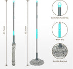 Self Wringing Mop - Easy Squeeze Twist Mop with 52.5 Inch Long Handle, Heavy Duty for Hardwood, Tile, Vinyl & Laminate Floors (Gray)