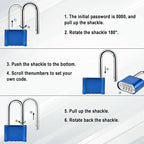 Combination Lock, 4-Digit Heavy Duty Combo Lock, Combination Padlock Weather-Resistant Heavy Duty Combo Locks for Outdoor Fence, Locker, Sheds, Gym, Gate Hasps (Long Shackle) (2pcs-Blue)