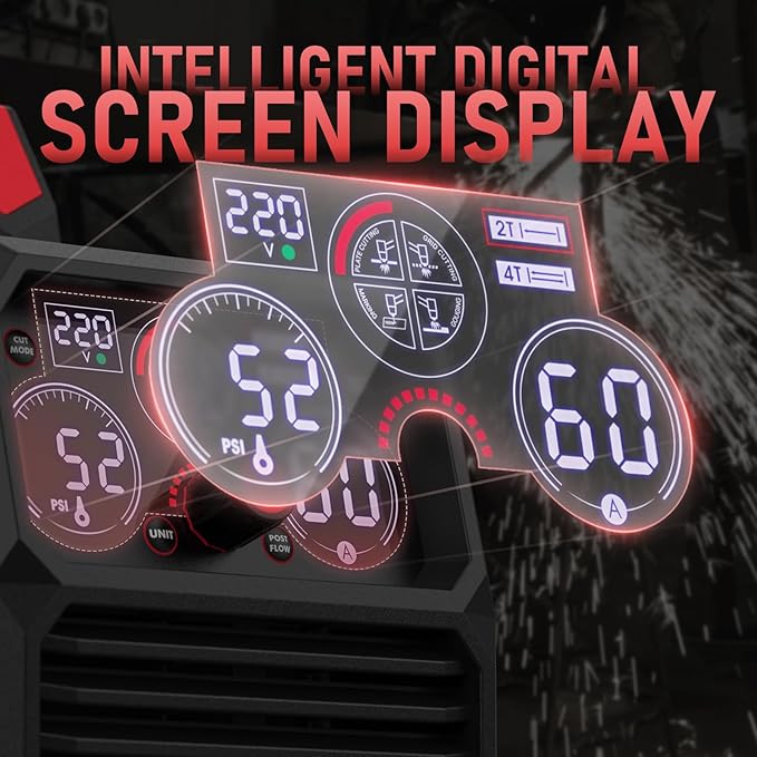 YESWELDER CUT-55DS NHF PLUS Plasma Cutter, 55Amp 110V/220V Non-High Frequency Non-Touch Pilot Arc 4-In-1 Plate Cutting/Grid Cutting/Gouging/Marking Multifunctional Plasma Cutting Machine